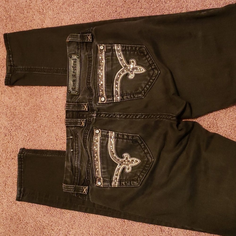 Womens Rock Revival black skinny jeans size 29